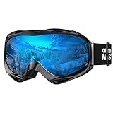 OutdoorMaster OTG Ski Goggles - Over Glasses Ski/Snowboard Goggles for Men, Women & Youth - 100% UV Protection (Black Frame + VLT 15.6% Blue Lens)