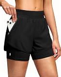 Soothfeel Women's 2 in 1 Athletic Running Shorts with Liner Zipper Pockets