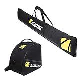 AUMTISC Ski and Boot Bag Combo, Padded Snow Ski Bags for Air Travel Flying, 2 Piece Set Skiing Bag, Adjustable Length Ski Travel Bags for Skis Up to 200cm and Boots Up to Size 13 (Padded, Yellow)