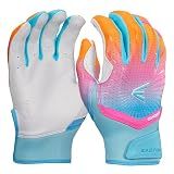 Easton | Ghost Ethos Fastpitch Softball Batting Gloves | Rainbow Sherbert - Light Blue/Pink/Orange | Women's Medium