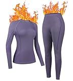 ATTRACO Long Underwear Women Moisture-Wicking Thermal Underwear Athletic Base Layers Set Purple S