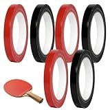 6 Roll Table Tennis Paddle Side Tape, 32.81 Ft Table Tennis Side Protective Tape, Black and Red Racket Edge Tape to Protect The Edges of Table Tennis Paddles