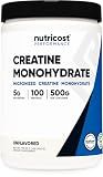Nutricost Micronized Creatine Monohydrate Powder - 500g (100 Servings) - Pure Unflavored - 5g Per Serving - Non-GMO, Gluten Free