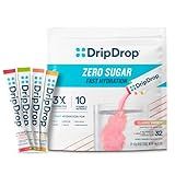 DripDrop Sugar Free Hydration Packets - Zero Classic Variety Pack - Single Serve Electrolytes Powder Drink Mix - Lemon Lime, Watermelon, Peach, Passion Fruit - Non-GMO, Gluten Free, Vegan - 32 Sticks