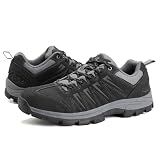 OL OUTJET LEGEND Men's Waterproof Hiking Shoes Leather Comfortable Lightweight Anti-Slip Outdoor Walking Work Sneakers Black