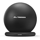 Trideer Yoga Ball Chair with Base for Office Desk, Exercise & Stability Ball Seat, Pilates Ball for Core Training, Pregnancy Ball, Back Pain Relief & Active Sitting