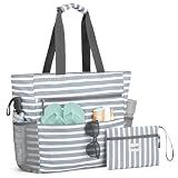 G4Free Beach Bag, Waterproof Sandproof Beach Tote Bag, Large Capacity Foldable for Women,Grey Stripe