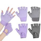 Alrhso Fingerless Non Slip Gym Gloves for Women 2 Pairs Silicone Non Slip Pilates Gloves for Yoga Fitness Sports Gym One Size Fits Most Women