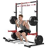 FLYBIRD Squat Rack with Pull-Up Bar, Multi-Functional Power Rack for Home Gym, 22 Safety Position Height & Adjustable Width for 6/7ft Barbells, Includes Extended J-Hooks & Landmine Attachment