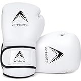 Athllete Boxing Gloves Men & Women, Training & Sparring, 14 oz, Black/White