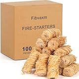 Fibvaxm 100 Counts Fire Starter, for Campfires, Fireplace, BBQ, Fire Pit, Pizza Oven, Pellet Stove & Wood, Smoker - Fire Starters for Grill, Waterproof - Natural Quick Light Wood Charcoal Fire Starter