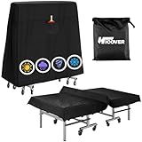 Ping Pong Table Cover, Hicover Table Tennis Cover Waterproof Sunproof Indoor & Outdoor Fits Universal 9x5 FT Tables Folding & Flat Tables, with Paddles Organize Bag, 600D Oxford Fabric