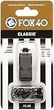 Fox 40 Classic Official Whistle with Break Away Lanyard (Black)