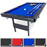 GoSports 6 ft or 7 ft Billiards Table - Portable Pool Table - Includes Full Set of Balls, 2 Cue Sticks, Chalk, and Felt Brush; Choose Your Size and Color
