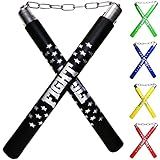F.A.L. product Nunchucks Rubber Martial Arts Training Nunchucks Nunchakus for Kids Beginner & Adults Practice with Steel Chain (Black)