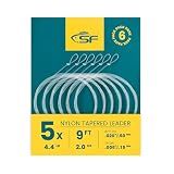 SF 6PCS Pre-Tied Loop Fly Tapered Leaders Fly Fishing Trout Leader Nylon 9FT 5X