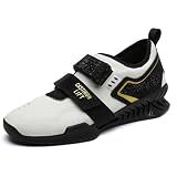 Weightlifting Shoes - High Stability Squat Shoes for Men Women with Non-Slip Rubber Sole, Wide Toe Box & Heel Support for Lifting Powerlifting, Gym, Black/White