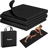 Readaeer Foldable Yoga Mat for Travel Folding Yoga Mat 6mm Thick with Carrying Bag, Non-Slip TPE Exercise Pilates Mat for 72" L x 24" W x 0.24 Inch (Black)