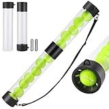 TOBWOLF Tennis Ball Pick up Tube, Lightweight Pickleball & Tennis Collector Ball Holder with Shoulder Strap, Detachable 2-Sessions Tennis Ball Hopper Tube Fits 11 Pickleballs or 13 Tennis Balls