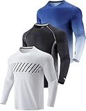 3 Pack: Men's Dry Fit Long Sleeve T Shirts, Lightweight Athletic Performance Tops with Thumb Holes Hiking (Set 3, Large)