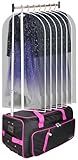 Dance Bag With Garment Rack,23inch Dance Competition Garment Bags with Clothes rack,Suitcase,Rolling duffle For Travel, Wheeled Drop-Bottom Upright Luggage Closet Suitcase (Pink