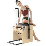 Pilates Chair for Home Workouts, AddWin Adjustable Resistance Wunda Chair with Soft Cushion, Multi-Functional Pilates Equipment with 5-Level Handles, Sturdy Frame for Full Body Training