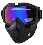 Paintball Mask Anti Fog,Tactical Full Face Mask Ski Mask Goggles Detachable Adjustable,Motorcycle Riding Face Protection (Colorful)