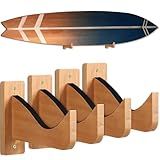 Fiwochic 4 Pcs Wood Surfboard Wall Mount, Ash Surf Board Wall Hangers, Surfboard Racks Wooden Holder Hooks for Display Your Board, Surf Racks, Horizontal Hanger, Surfing Accessories