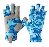 SUJAYU Fishing Gloves - Men & Women, Anti-slip Silicone Sailing & Kayak Gloves, UV Sun Protection, Fly Fishing Accessories (Blue, Large)