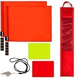 SAWHOX Volleyball Referee Flags Set with Storage Bag, 4PCS Referee Toolkit Includes Volleyball Flags, Storage Bag, 304 Stainless Steel Whistle, Red and Yellow Cards
