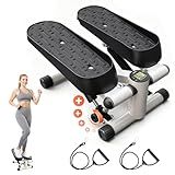 EPHESPORT Steppers for Exercise at Home, New Version Stair Stepper with Adjustable Resistance, Featuring LCD Display & Resistance Bands, Smooth & Quiet Mini Stepper for Full Body Workout