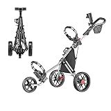 Caddytek CaddyLite 11.5 V3 3 Wheel Golf Push Cart - SuperLite Deluxe, Lightweight, Easy To Fold Caddy Cart Pushcart , Silver , 53.5 x 27 x 45"