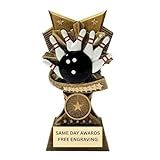 Same Day Awards Champion V Bowling Trophy - Custom Engraved 6" Unisex Award for Youth or Adult Recognition Leagues Bowling Competitions Tournaments High Score