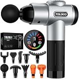 TOLOCO Massage Gun, Muscle Massage Gun Deep Tissue for Athletes with 10 Massage Heads, Electric Percussion Massager for Any Pain Relief, Fathers Day Dad Gifts, Silver