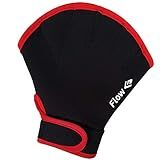 Flow Swimming Resistance Gloves - Webbed Gloves for Water Aerobics, Aquatic Fitness, and Swim Training (Black/Red, Medium)