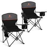 ALPHA CAMP Camping Chair 2 Pack Portable Chair with 3-Can Cooler Folding Chair with Side Pocket and Cup Holder, Collapsible for Camping, Tailgates, Beach, Fishing and Sports,Black,2PC