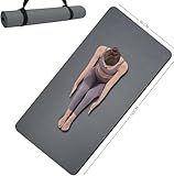 Yoga Mat Double-Sided Non Slip, 72'' x 32'' x 7mm - Extra Wide & Thick Yoga Mat with Strap, Ideal for Men Women Kids, Professional TPE Yoga Mats for Home Workout, Pilates and Floor Exercises