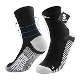 TENYSAF Men's Compression Socks for Running: 3 Pairs Grip Athletic Socks - Breathable Non-Slip for Runner Gym Tennis Sports Black Size 9-13