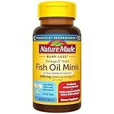 Nature Made Extra Strength Burp Less Fish Oil Omega 3 Supplements 1400 mg Minis, Omega 3 Fish Oil as Ethyl Esters for Healthy Heart Brain Eyes Support, 60 Softgels, 30 Day Supply