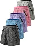 5 Pack: Womens Workout Gym Shorts Casual Lounge Set, Ladies Active Athletic Apparel with Zipper Pockets (Set 1, Medium)