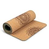 Workout Mat with Carrying Strap - 6mm Thick Cork Yoga Mat (72” x 24”) - Non-Slip Cork Mat for Home, Gym, Fitness & Hot Yoga - Lightweight, Cushioned, Durable & Sweat-Resistant by Fitby