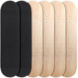 Meooeck 6 Pcs Blank Skateboard Decks for Art Painting 32 x 8 in, Wood Maple Skateboard Replacement 7 Ply Double Tail Plain Unfinished Skate Board with Sandpaper for Enthusiasts DIY Back School Gifts
