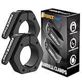 Forcefree+ Barbell Clips (Pair), Barbell Clamps, Quick Release Olympic Barbell Clamps with Anti Slip TPR Grip, Barbell Collars for Secure Weightlifting & Powerlifting (Black)