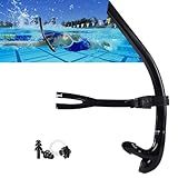 Focevi Swim Snorkel for Lap Swimming,No Loud gurgling Noise No Hurt Forehead No Slip Swimming Snorkeling Training for Adult/Kid/Youth,Swimmer Snorkle Center Mount Snorkel One-Way Purge Valve