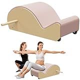 GDMSTIH Wooden Pink Pilates Arc with Spine Corrector for Core Strengthening Back Pain Relief, Pilates Spinal Corrector Arch Barrel for Back Flexibility，at Home Reformer Pilates Posture