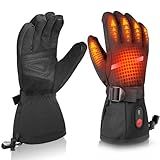 Heated Ski Gloves, Unisex Winter Skiing Gloves, 7.4V Battery Power Rechargeable Heating Glove for Women & Men Skiing, Snowboarding, Snowmobile, Outdoor Sports