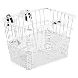 Retrospec Apollo Detachable Front Bike Basket Steel Half-Mesh with Integrated Detachable Hooks and Built-in Handle, Easy Assembly and Portability for Bicycles