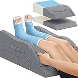 CushZone Leg Pillow, Leg Elevation Pillow with Pad and Memory Foam, Height Adjustable Bolster Pillow for Legs, Leg Pillow Elevation Blood Circulation, for Post-Surgery, Grey