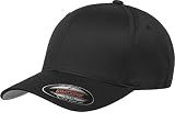 Flexfit Men's Wooly Combed Twill Fitted Baseball Cap, Black, Large-X-Large