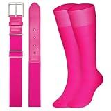 XZQTIVE Baseball Softball Socks and Baseball Softball Belt Combo Set Knee-High Soccer Socks for Kids Youth Adult,Pink